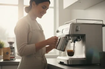 woman useses coffee machine