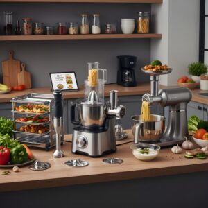 “Smart multi-task cooker showing various cooking modes and settings”